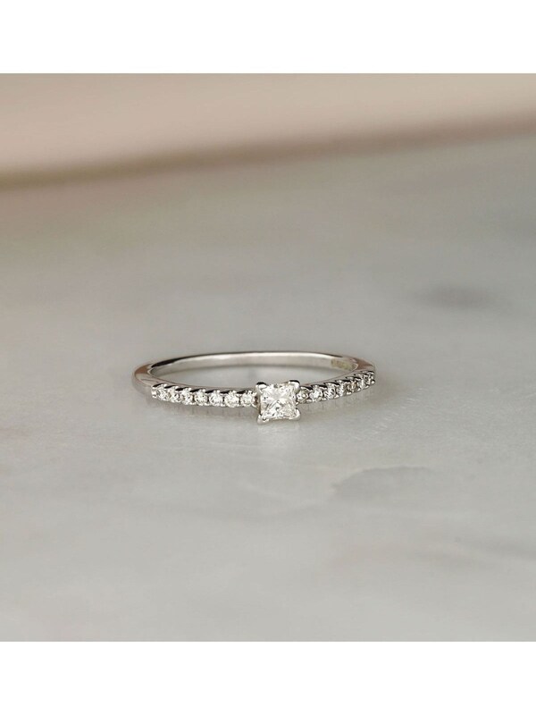 seraphine The Diamond Store 9K White Gold Princess Cut 0.25ct H/Si Lab Diamond Engagement Ring
