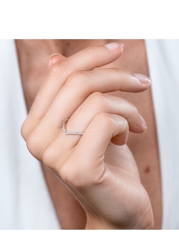 seraphine The Diamond Store 9K White Gold Stellato Collection 0.12ct Diamond Wishbone Ring