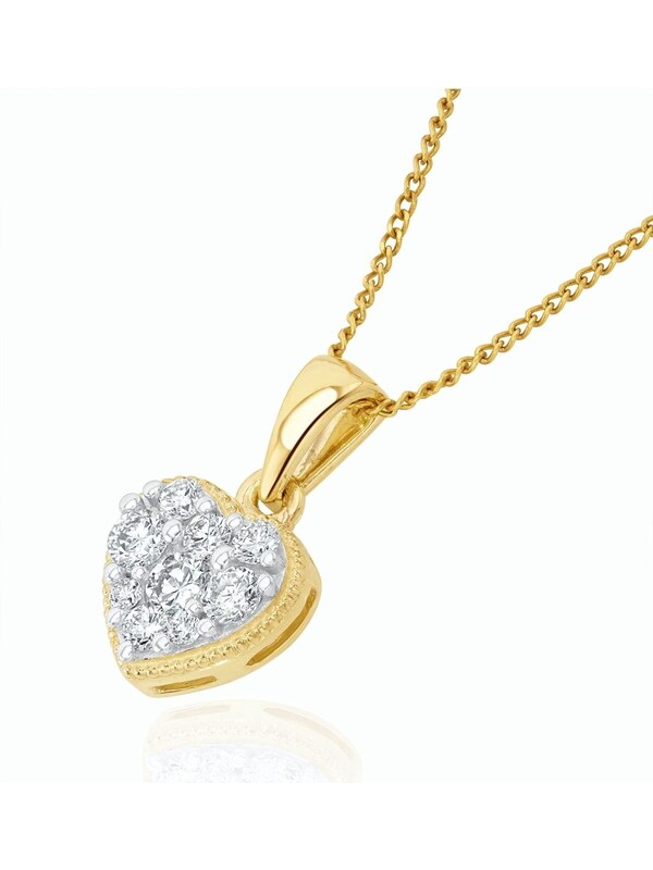 Seraphine The Diamond Store 9K Yellow Gold 0.25ct H/Si Lab Diamond Heart Pendant Necklace