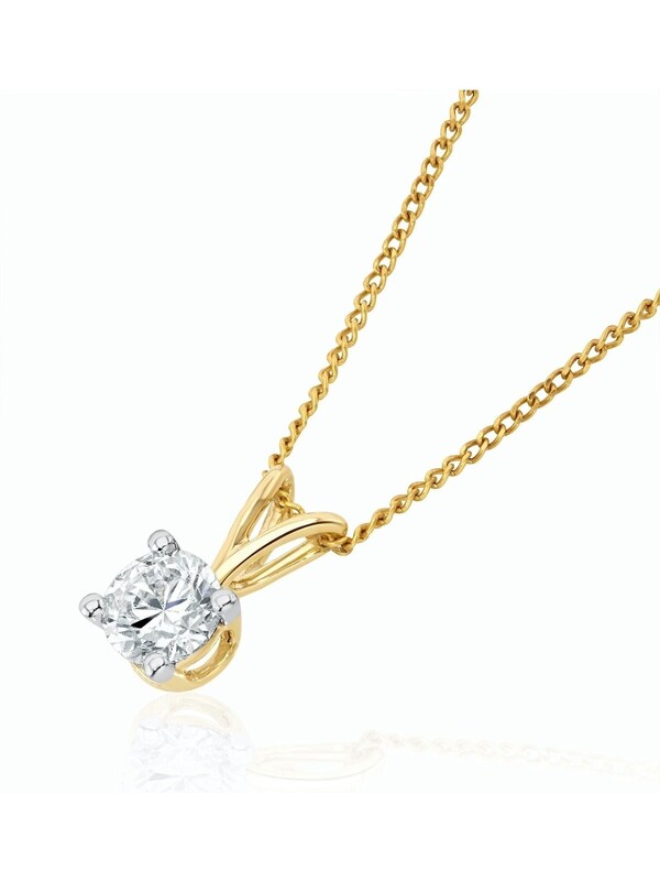 seraphine The Diamond Store 9K Yellow Gold 0.33ct H/Si Lab Diamond Solitaire Pendant Necklace