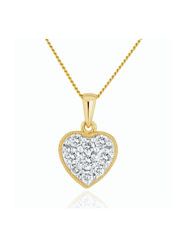 Seraphine The Diamond Store 9K Yellow Gold 0.50ct H/Si Lab Diamond Pave Heart Pendant Necklace
