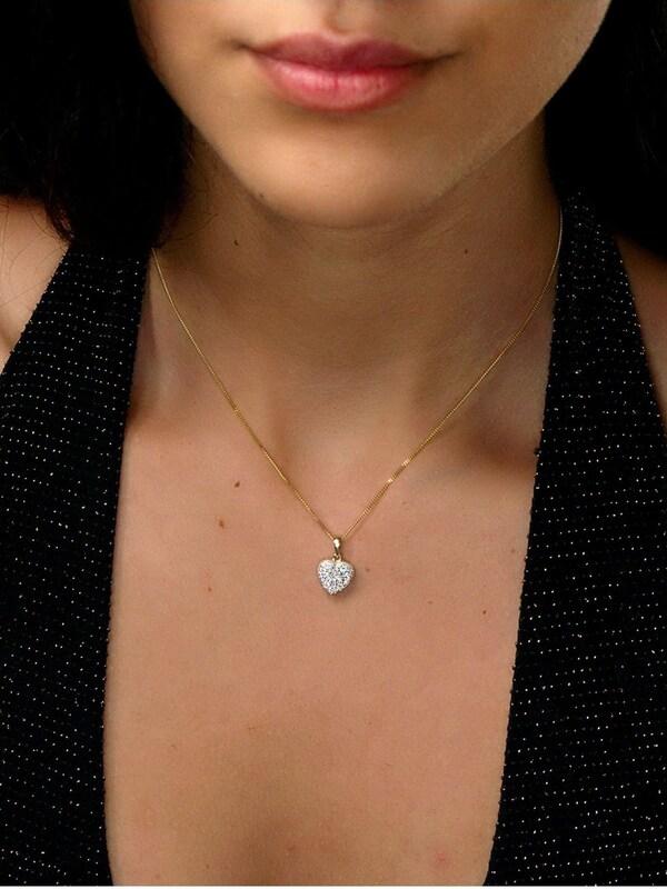 Seraphine The Diamond Store 9K Yellow Gold 0.50ct H/Si Lab Diamond Pave Heart Pendant Necklace