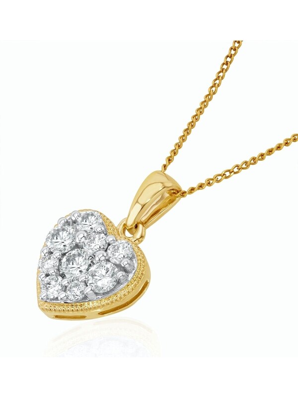 seraphine The Diamond Store 9K Yellow Gold 0.50ct H/Si Lab Diamond Pave Heart Pendant Necklace