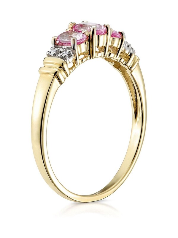 Seraphine The Diamond Store 9K Yellow Gold Sapphire And 0.02ct Diamond Ring