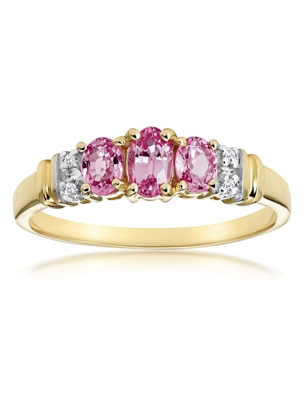 seraphine The Diamond Store 9K Yellow Gold Sapphire And 0.02ct Diamond Ring