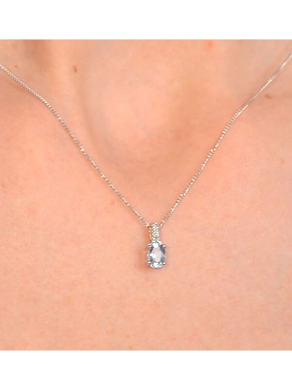 seraphine The Diamond Store Blue 0.34CT And Diamond Pendant Necklace in 9K White Gold