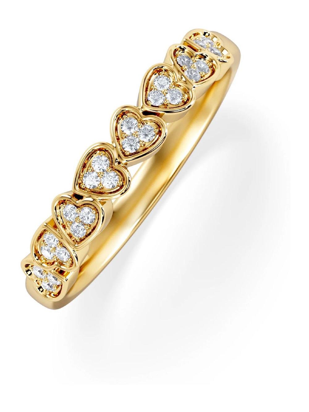 Seraphine The Diamond Store Gold Heart Half Eternity Ring Lab Diamond 0.11ct In 18K Gold Vermeil
