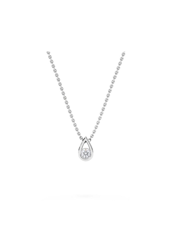 Seraphine The Diamond Store Sterling Silver Teardrop 0.10ct Round Cut Lab Grown Solitaire Pendant Necklace