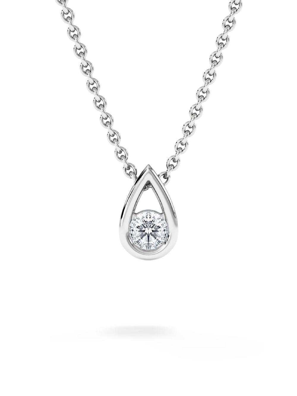 seraphine The Diamond Store Sterling Silver Teardrop 0.10ct Round Cut Lab Grown Solitaire Pendant Necklace