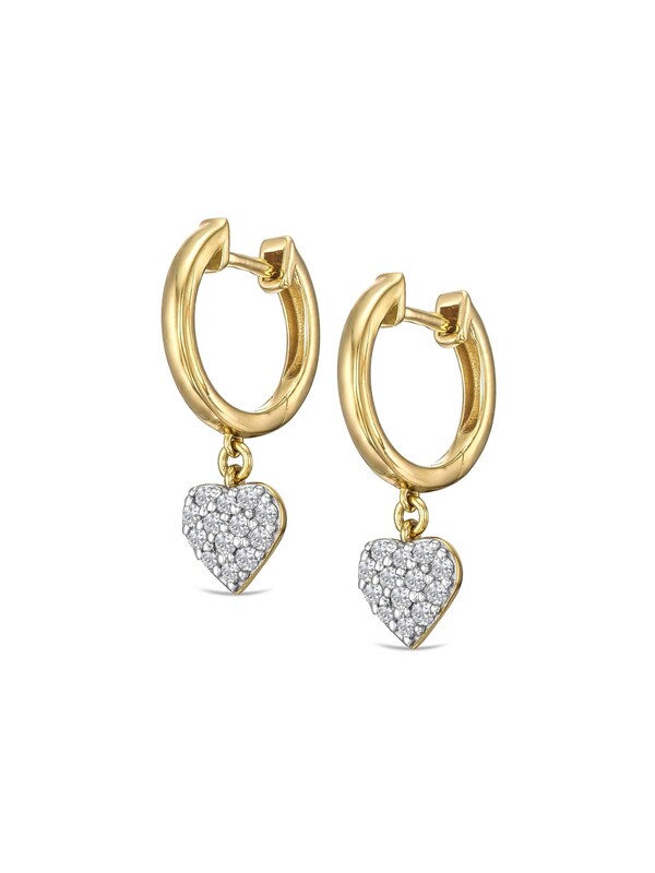 Seraphine The Diamond Store White Heart Pave Drop Huggie Lab Diamond Earrings 0.29ct In 18k Gold Vermeil