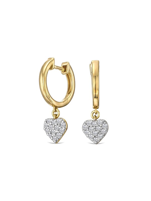 Seraphine The Diamond Store White Heart Pave Drop Huggie Lab Diamond Earrings 0.29ct In 18k Gold Vermeil
