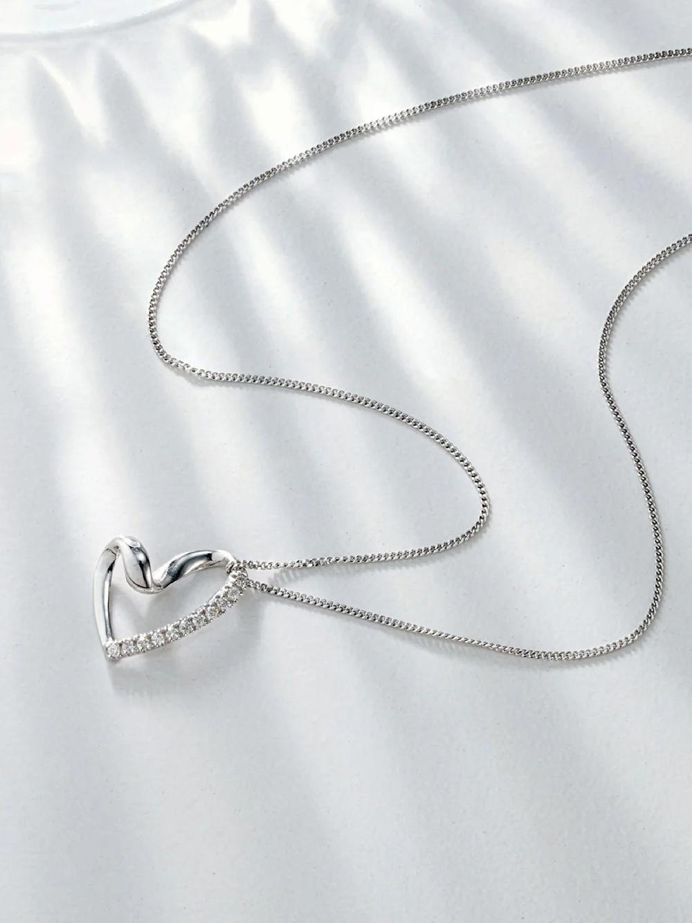 seraphine The Diamond Store White Lab Diamond Heart Necklace Pendant 0.10ct H/SI Set In 925 Silver