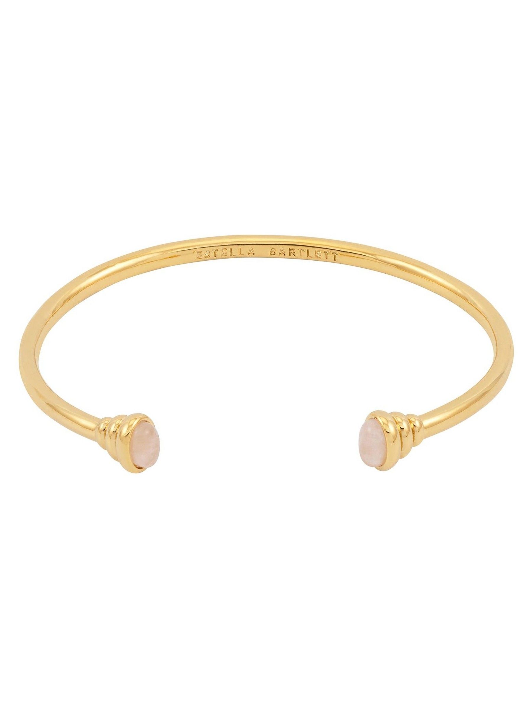 seraphine The Edit by Estella Bartlett Gold Tone Cabochon Rose Quartz Open Bangle
