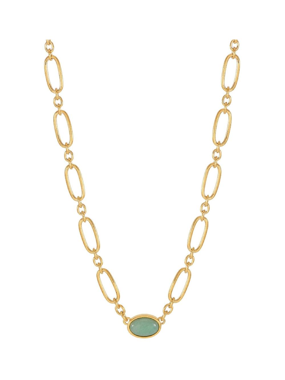 seraphine The Edit by Estella Bartlett Gold Tone Oval Gemstone Chain Link Necklace
