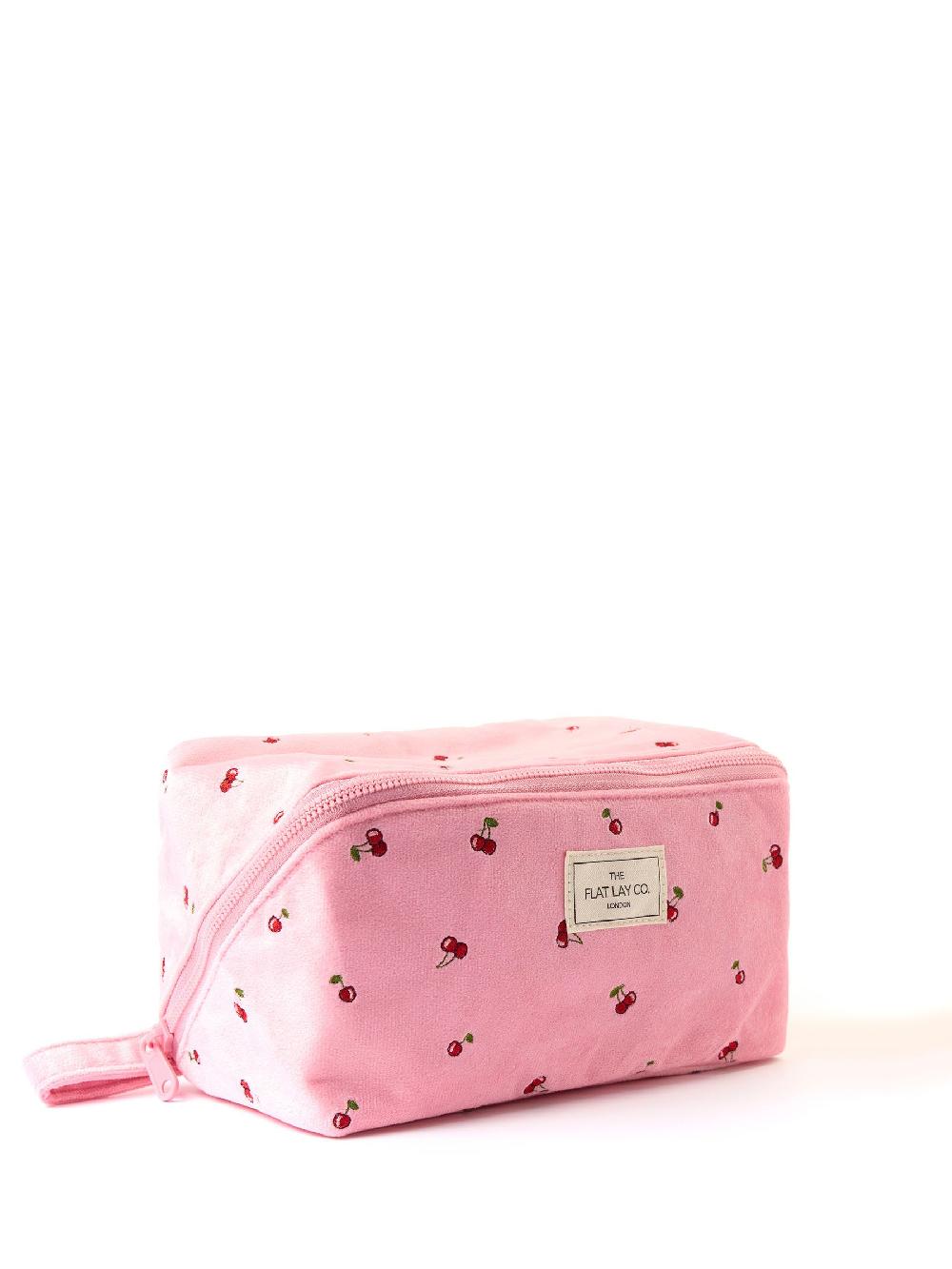 seraphine The Flat Lay Co. Embroidered Velvet Open Flat Box Makeup Bag