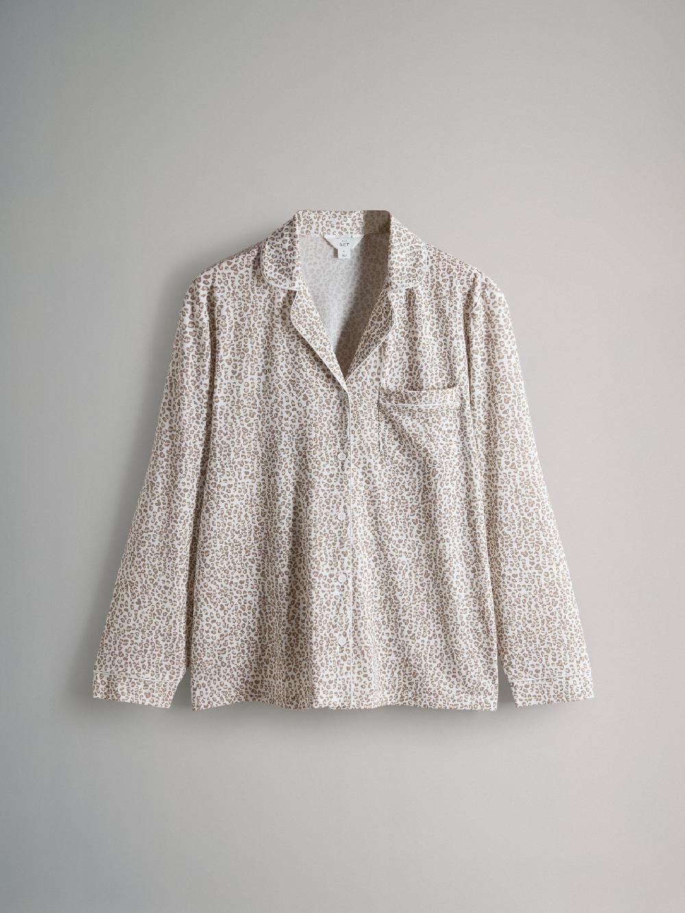 seraphine The Set 2 Pack Polyester Viscose Blend Button Through Long Pyjamas with Piping Animal/Pink