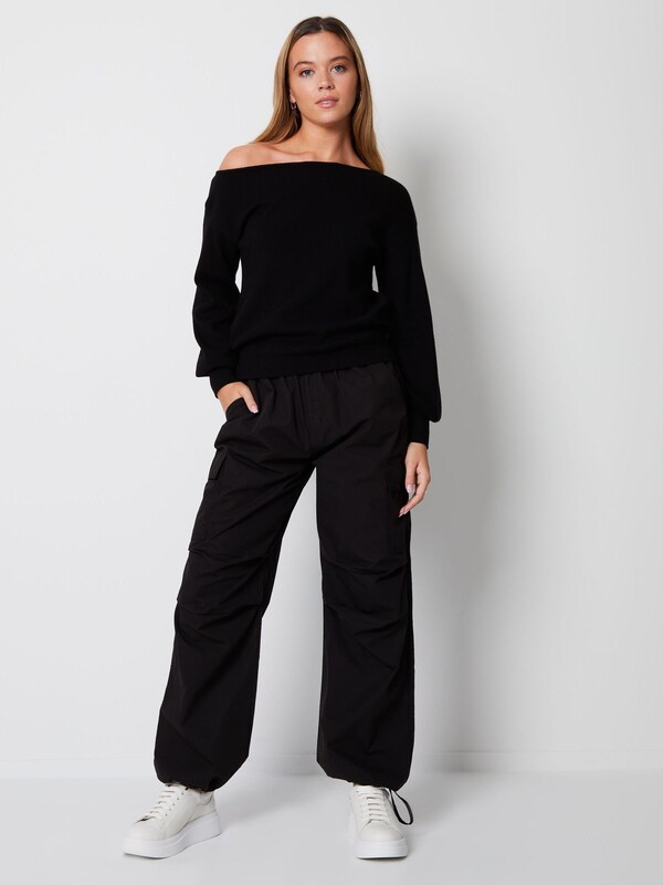Seraphine Threadbare Black Slash Neck Knitted Jumper