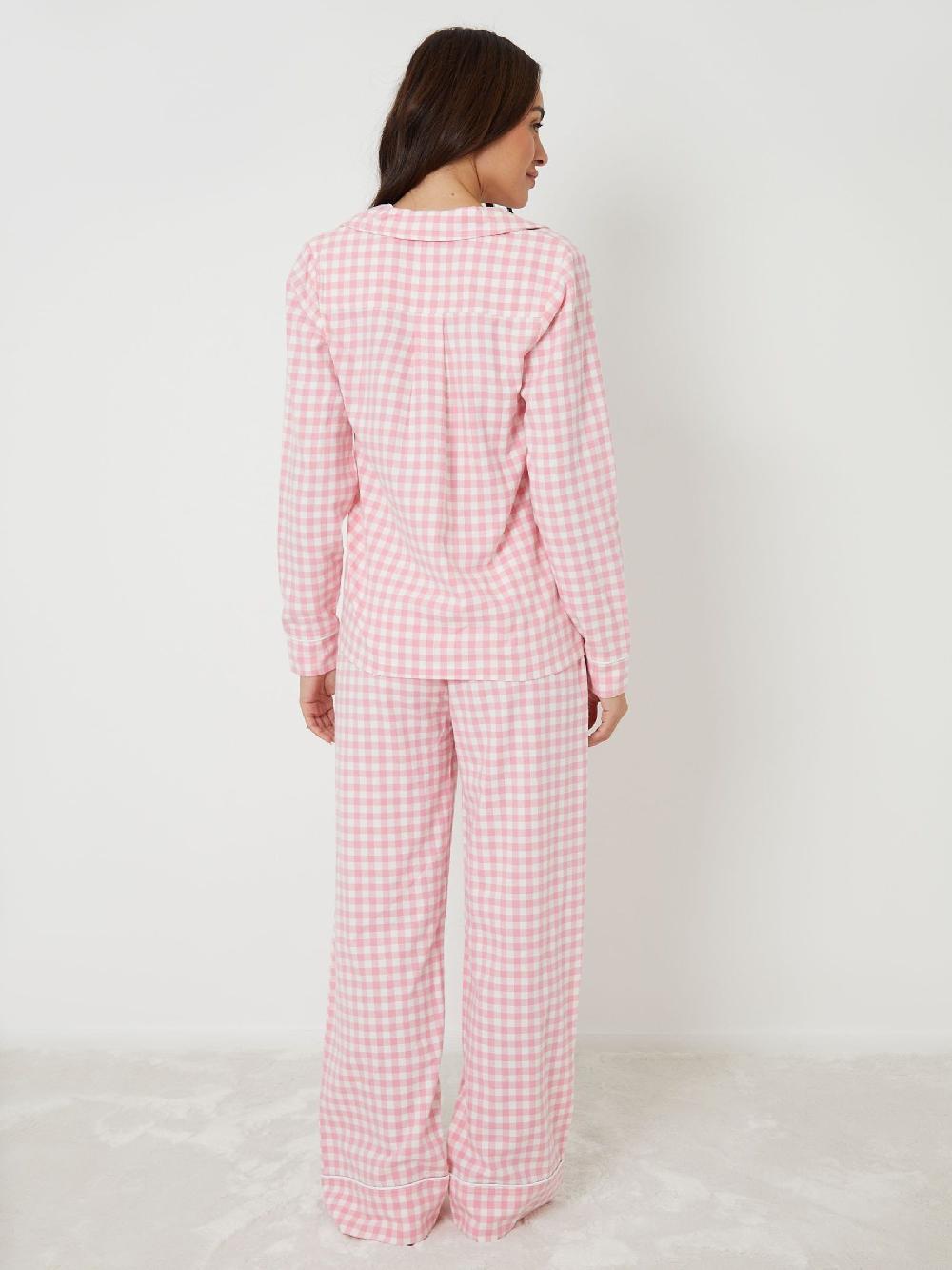 seraphine Threadbare Pink Valentines Check Long Sleeve Pyjamas Set
