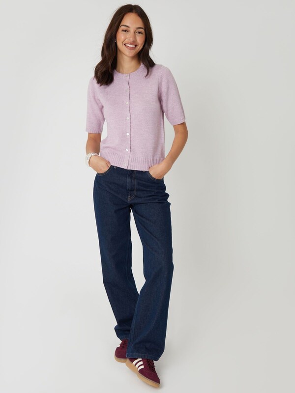 Seraphine Threadbare Pink Valentines Crew Neck Short Sleeve Knitted Cardigan