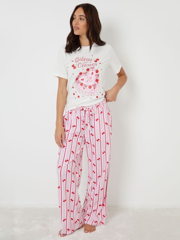 Seraphine Threadbare Pink Valentines Graphic Print Short Sleeve Pyjamas Set