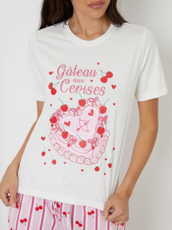 Seraphine Threadbare Pink Valentines Graphic Print Short Sleeve Pyjamas Set