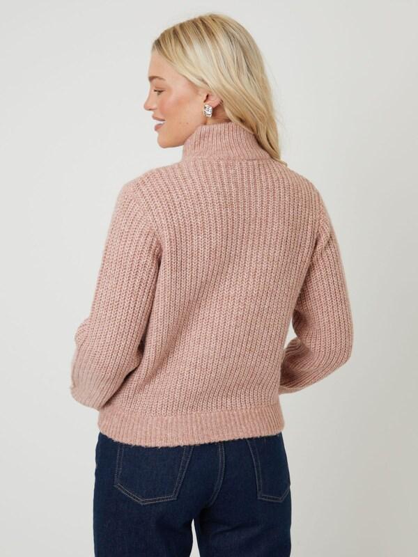 Seraphine Threadbare Pink Valentines Zip Through Knitted Bomber Jacket