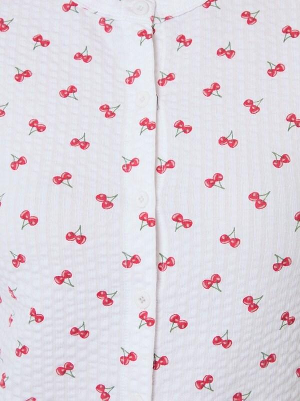 Seraphine Threadbare White Valentines Cherry Print Lettuce Hem Pyjamas Set