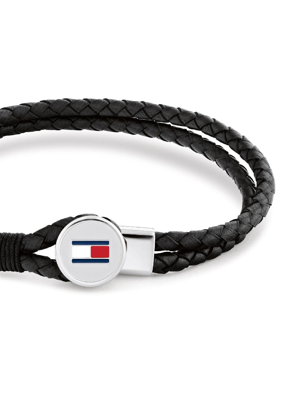 seraphine Tommy Hilfiger Black Braided Leather Bracelet