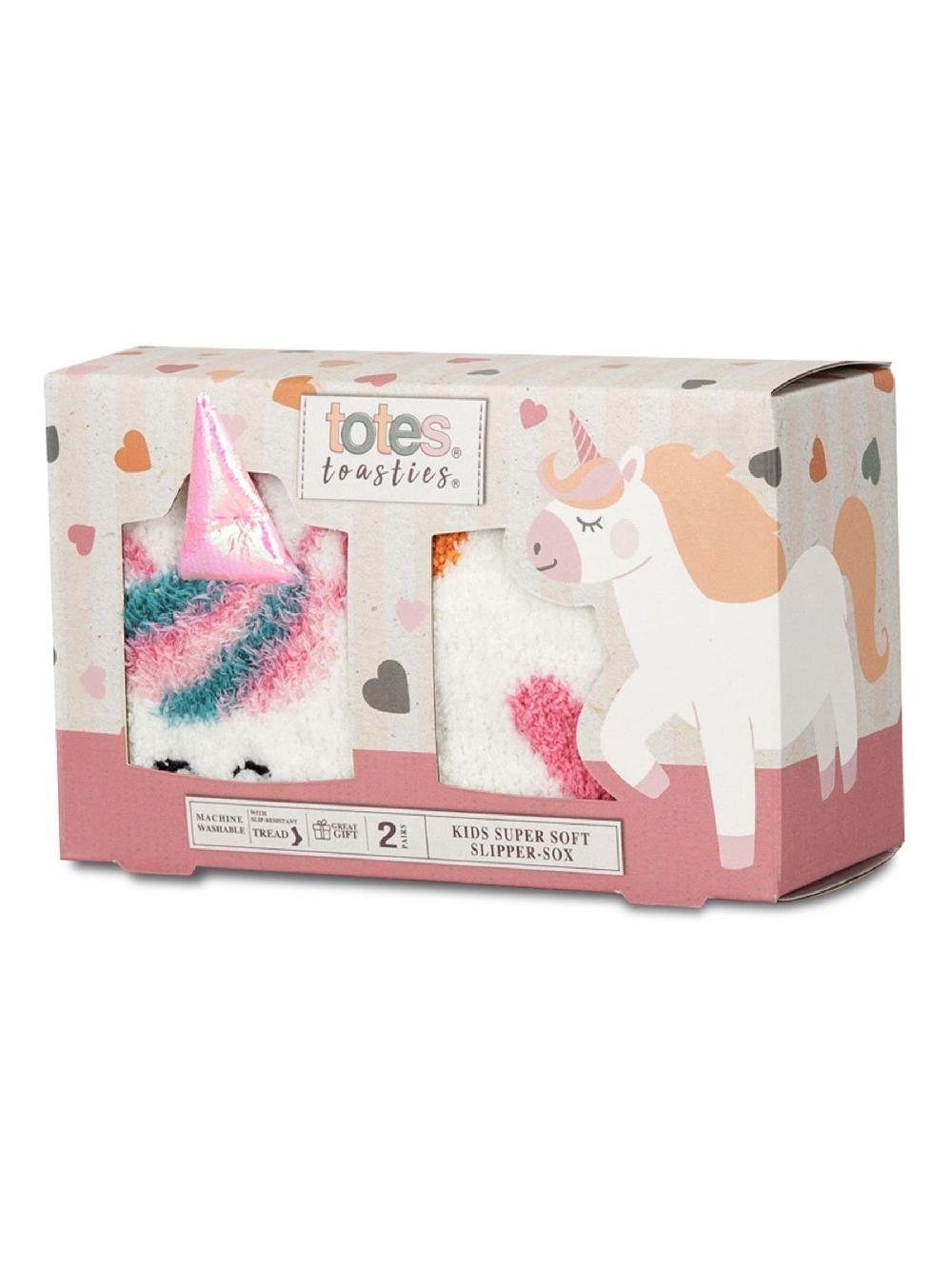seraphine Totes White Toasties Girls Super Soft Slipper Socks 2 Pack