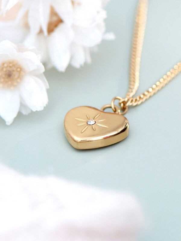 Seraphine Treat Republic Gold Tone Personal Celestial Heart Pendant And Necklace