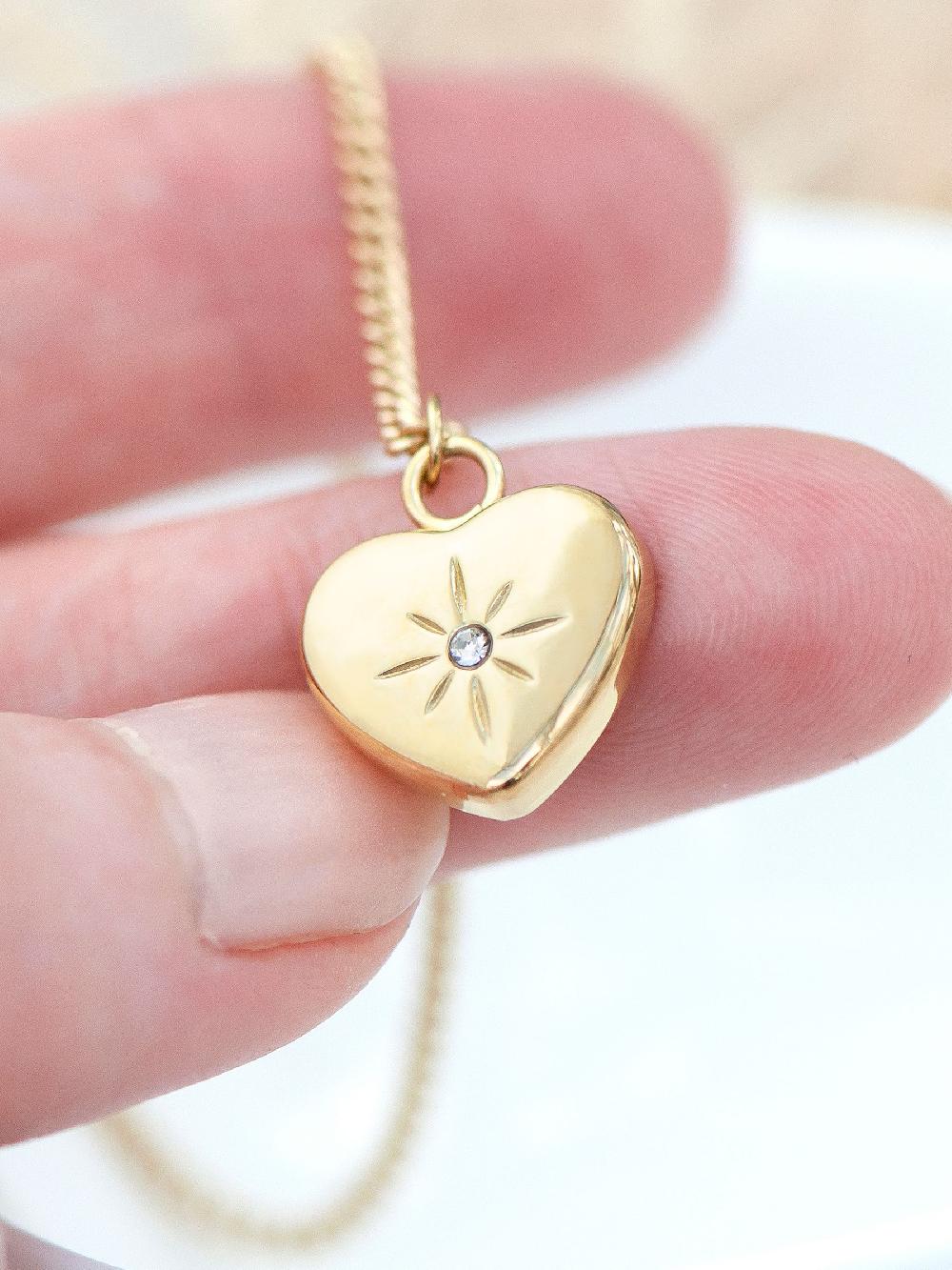 seraphine Treat Republic Gold Tone Personal Celestial Heart Pendant and Necklace