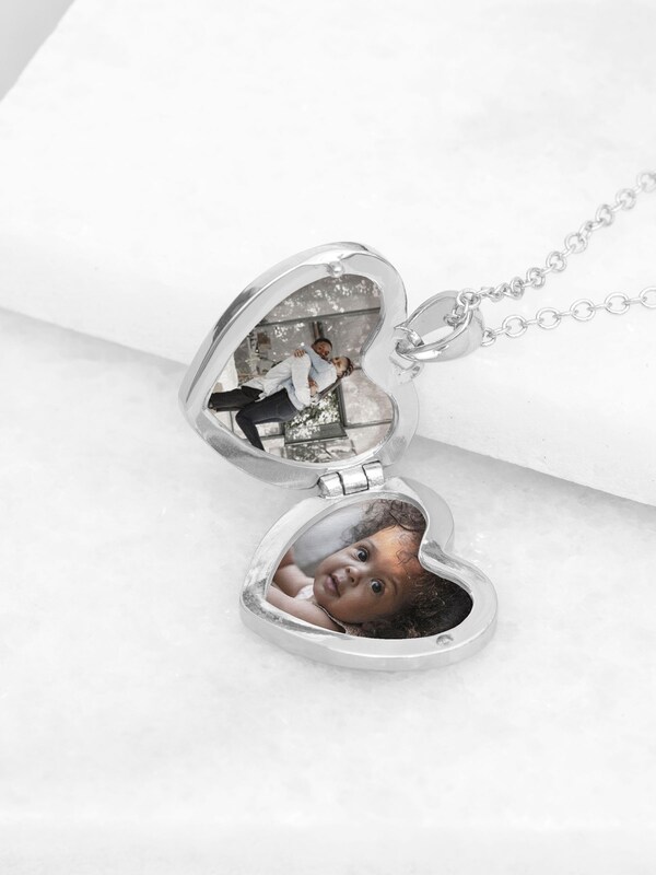 Seraphine Treat Republic Silver Tone Personalised Heart Photo Locket