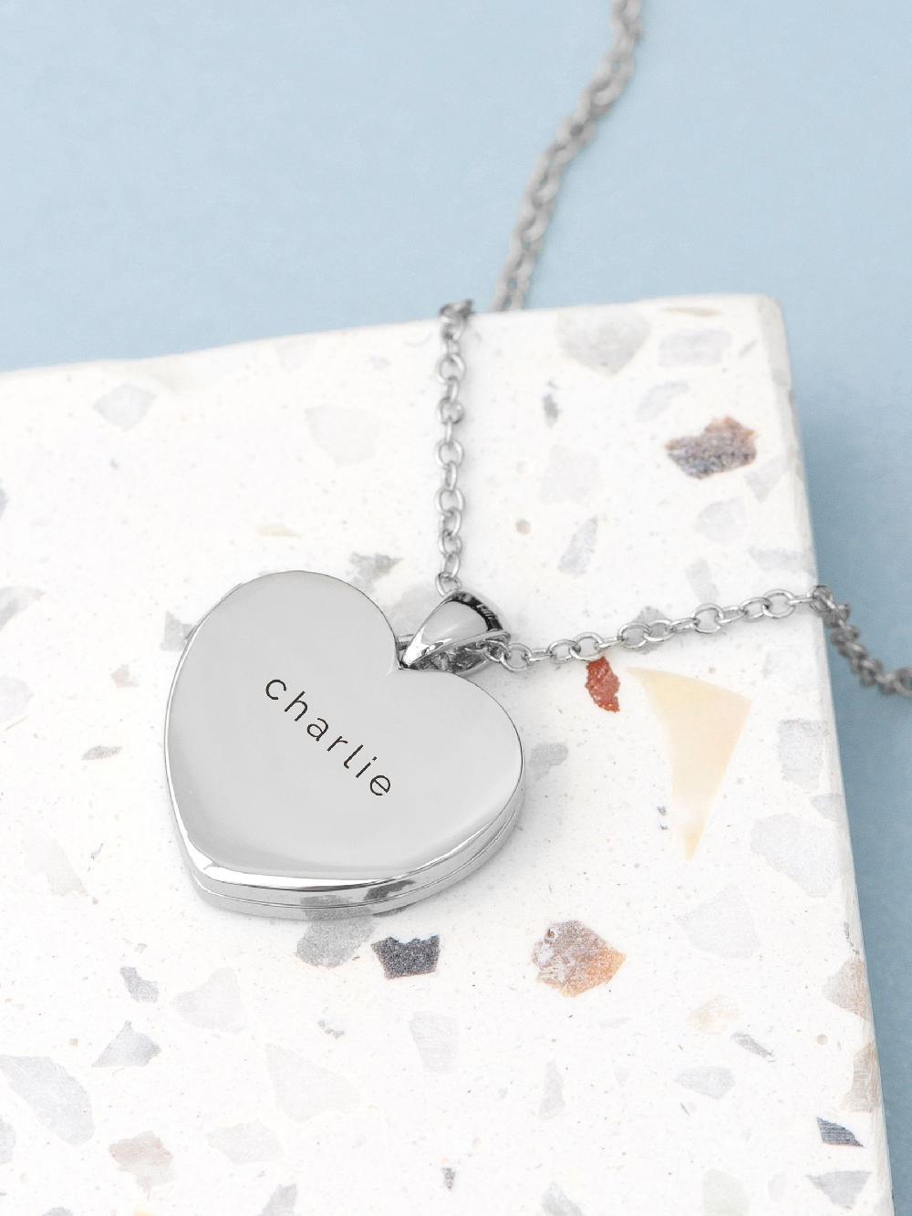 seraphine Treat Republic Silver Tone Personalised Heart Photo Locket