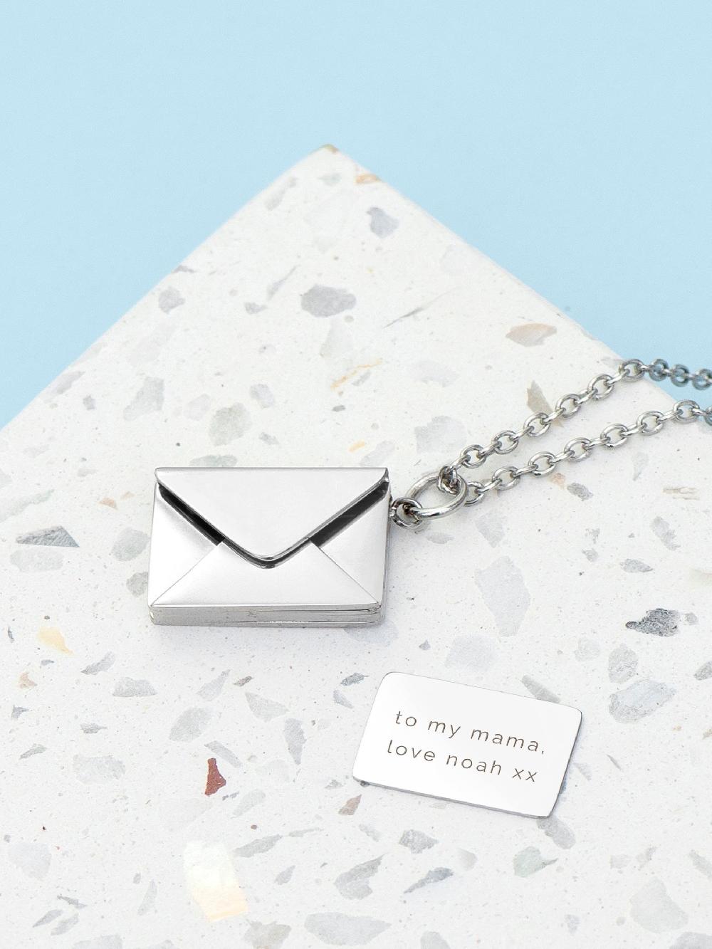 seraphine Treat Republic Tone Personalised Secret Message Envelope Necklace