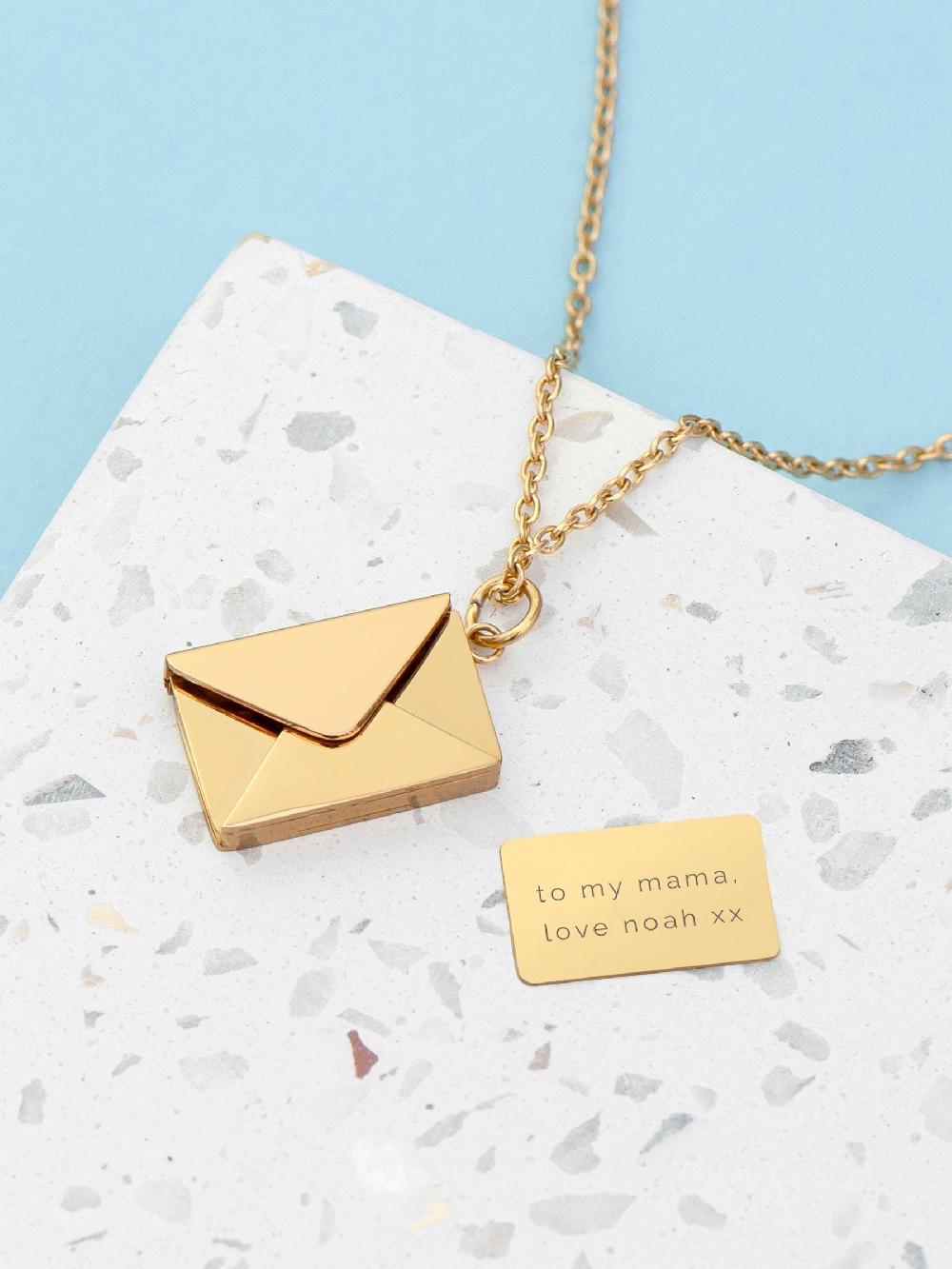 seraphine Treat Republic Tone Personalised Secret Message Envelope Necklace
