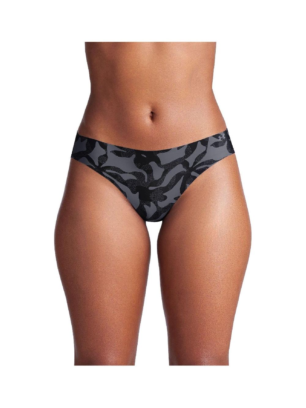 seraphine Under Armour Black 100% Cotton Pure Stretch No Show Print Thongs 3 Pack