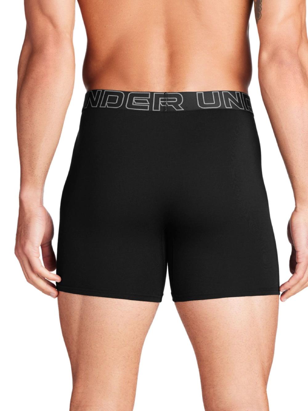 seraphine Under Armour Black Grey 100% Cotton Performance Tech 6in Boxers 3 Pack