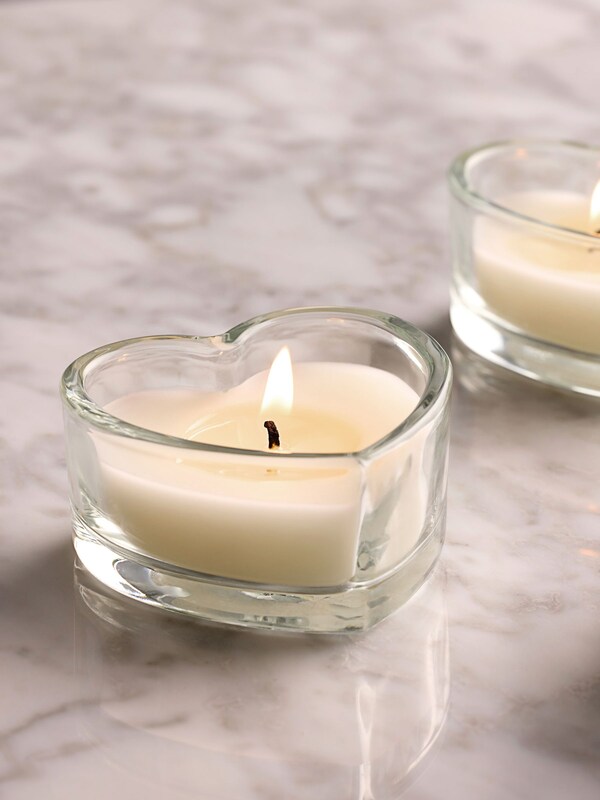 Seraphine Unfragranced Heart Set Of 3 Glass Candle Tealights