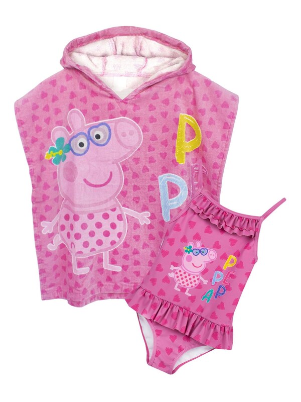 Seraphine Vanilla Underground Pink Girls Peppa Pig Swimsuit And Towel Poncho Set