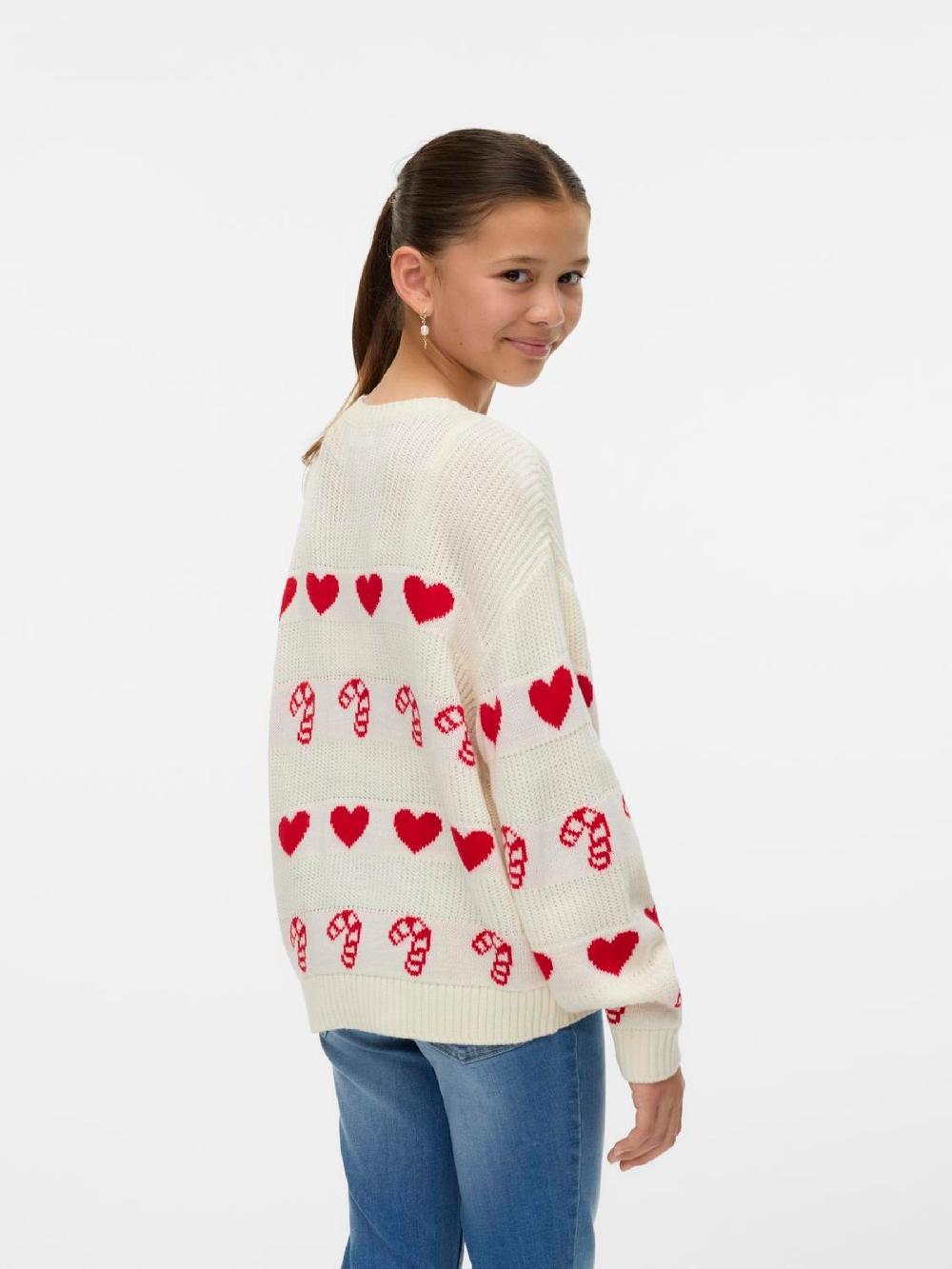 seraphine VERO MODA Cream Candy Cane Christmas Jumper