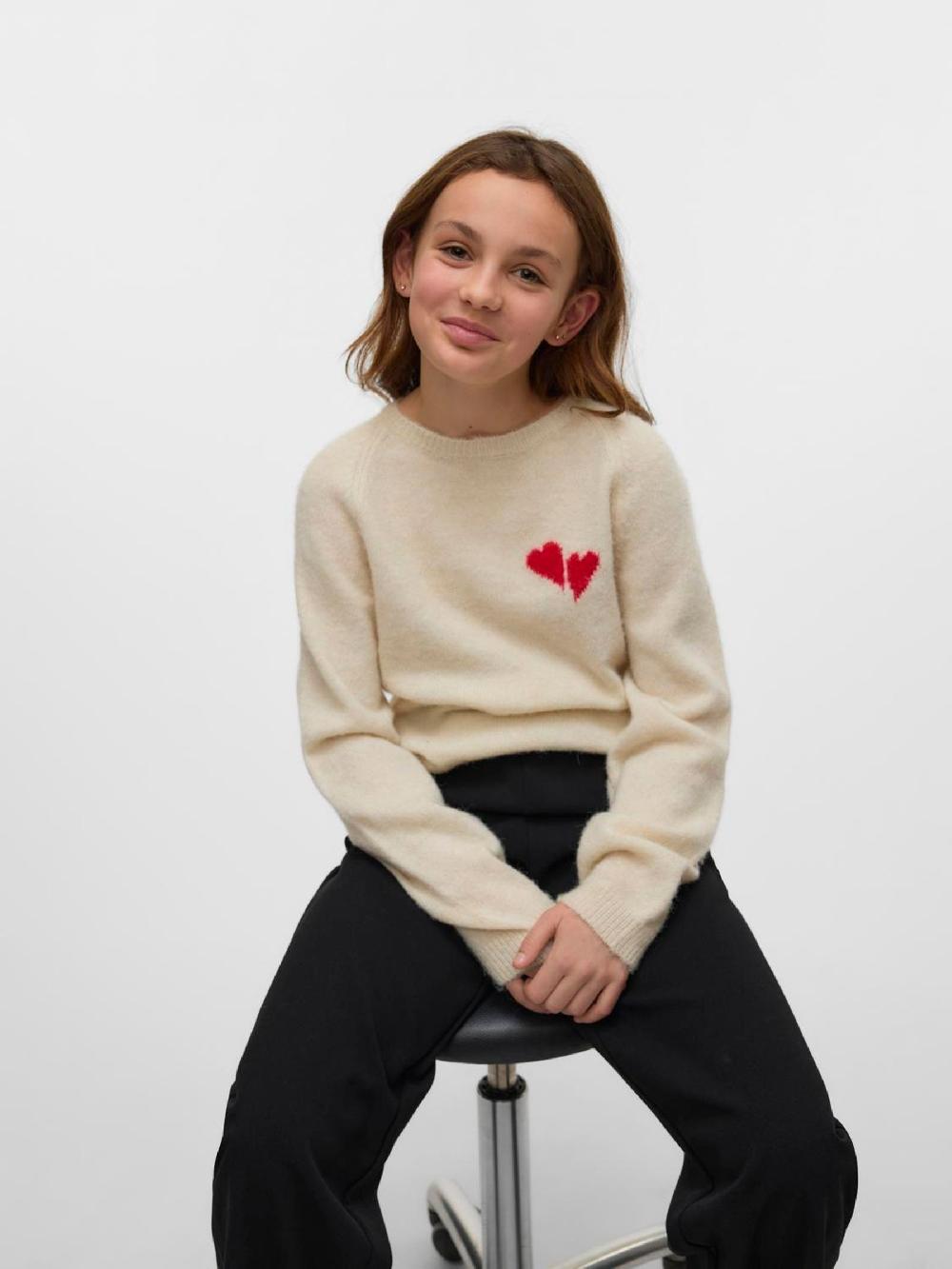 seraphine VERO MODA Cream Heart Embroidery Knitted Jumper