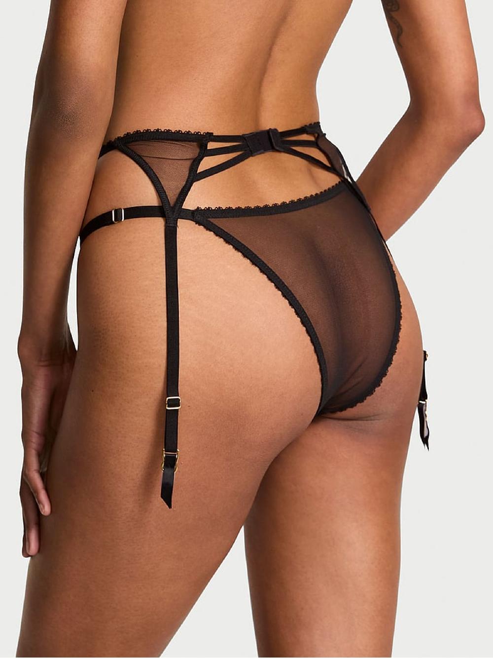 seraphine Victoria's Secret Black Cherry Bomb Embroidered Garter Belt