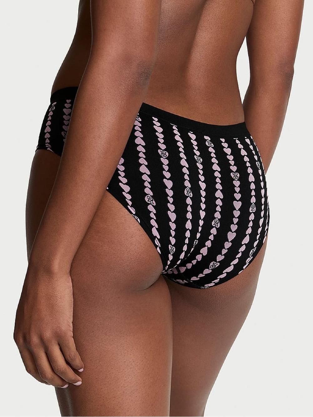 seraphine Victoria's Secret Black Hipster Heart Stripe Knickers