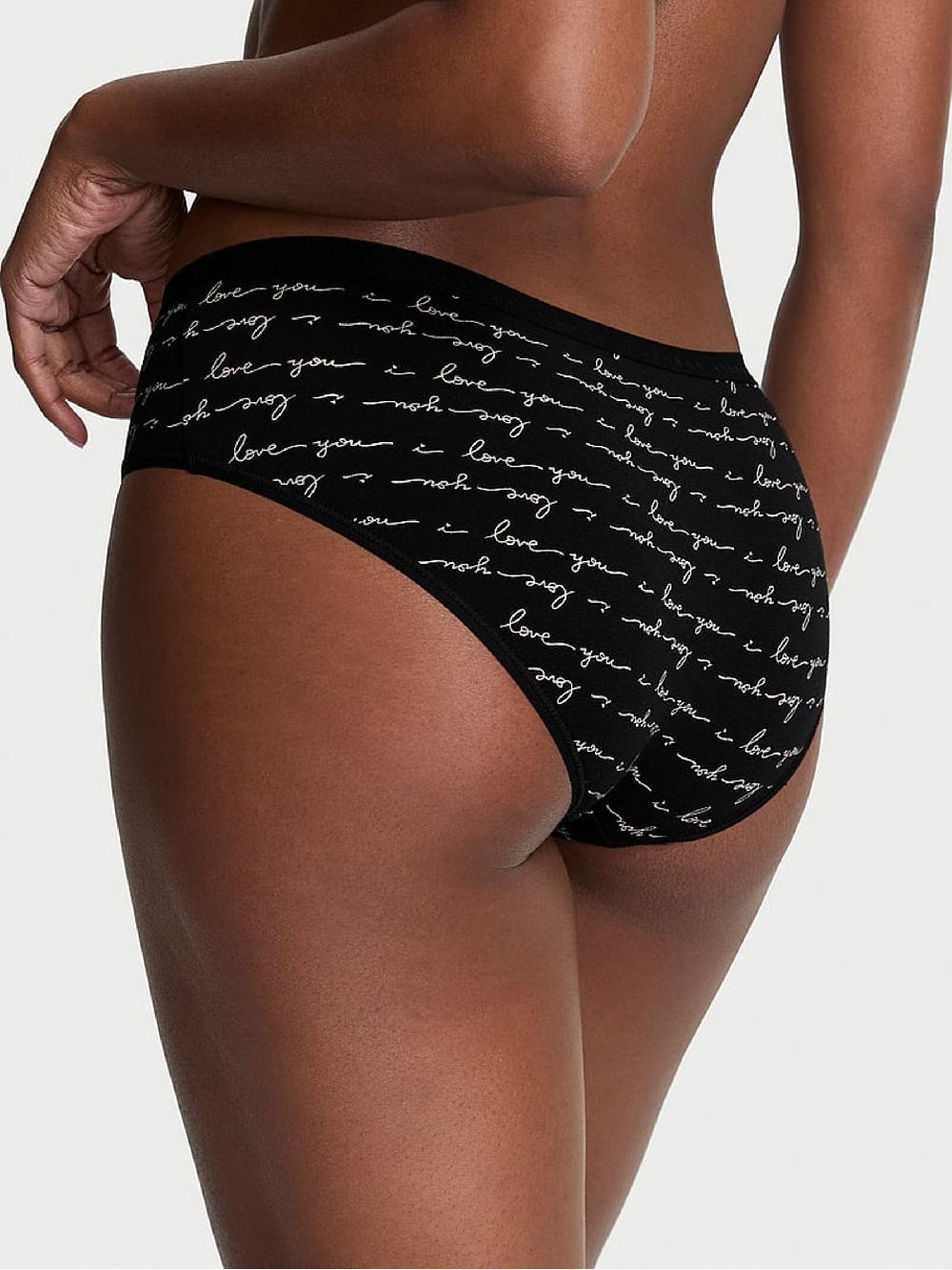 seraphine Victoria's Secret Black Love Script Hipster Knickers