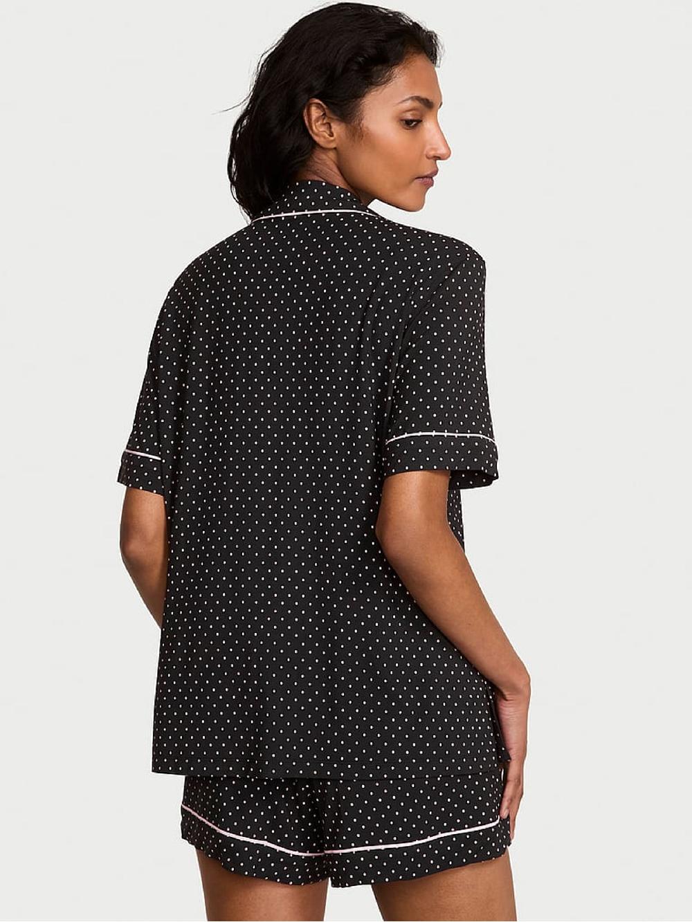 seraphine Victoria's Secret Black & Pretty Blossom Pink Dot Modal Short Pyjamas Set