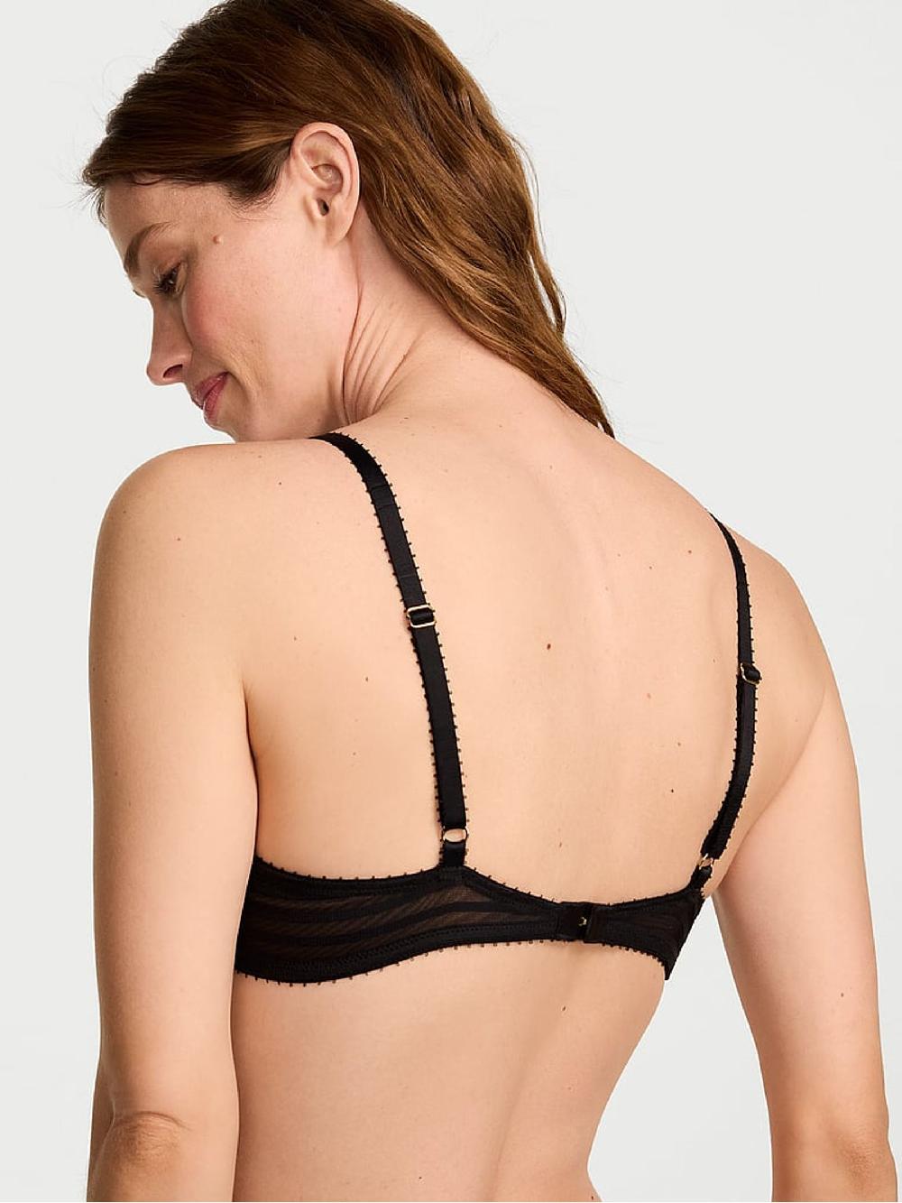 seraphine Victoria's Secret Black Unlined Sheer Stripe Bra