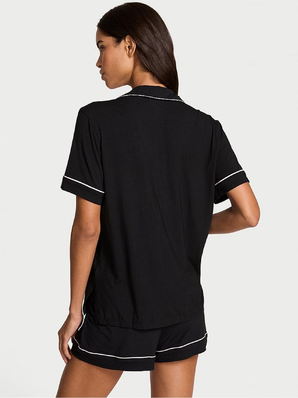 seraphine Victoria's Secret Black With Angel Pink Modal Short Pyjamas Set