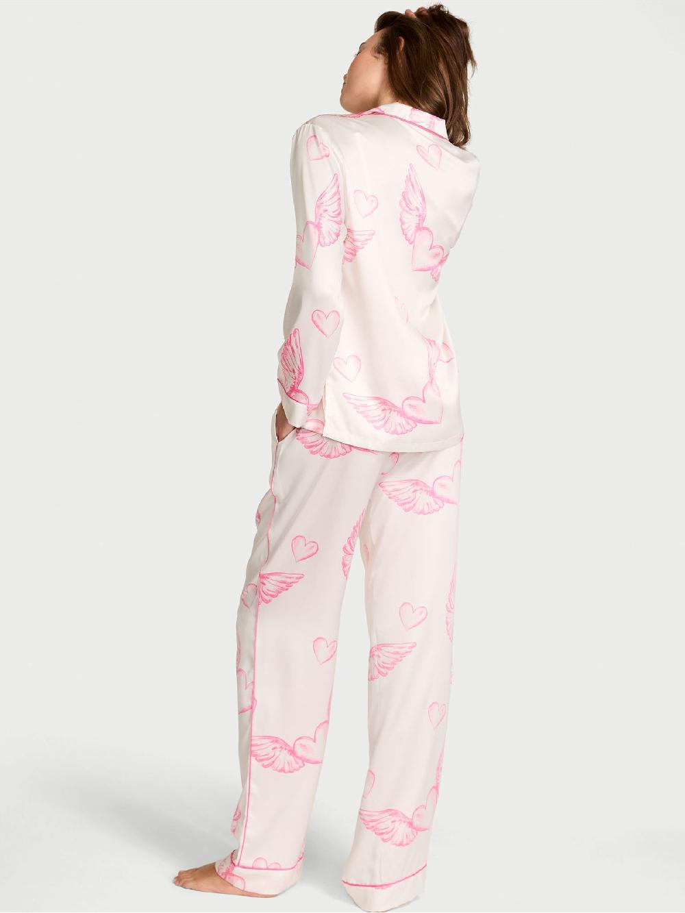 seraphine Victoria's Secret Coconut White Angel Wings Satin Long Pyjamas Set