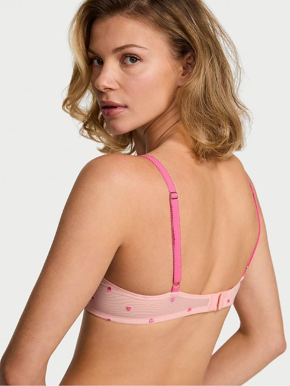 seraphine Victoria's Secret Hearts and Roses Pink Push Up Embroidered Bra