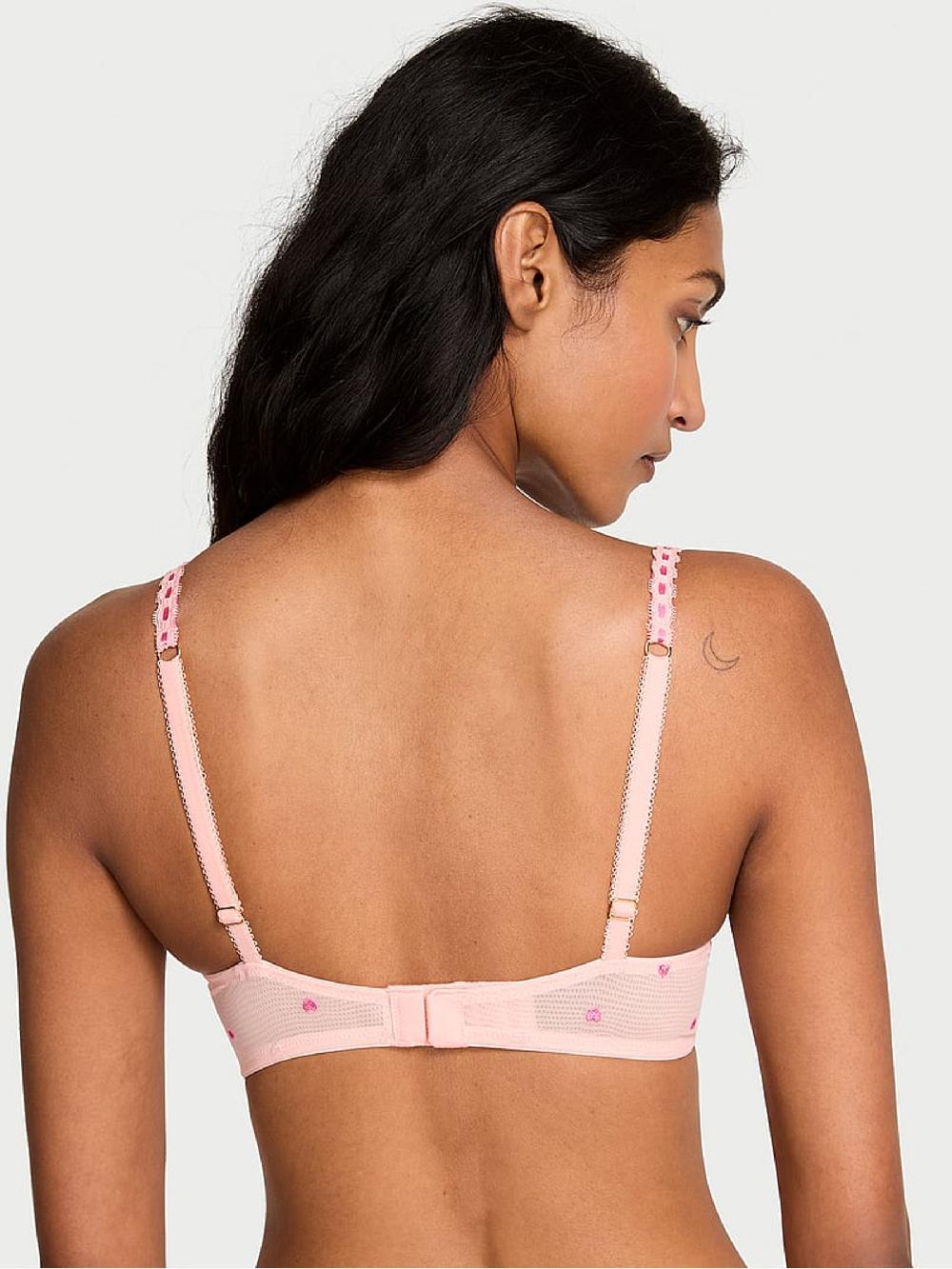 seraphine Victoria's Secret Hearts and Roses Pink Unlined Balcony Embroidered Bra